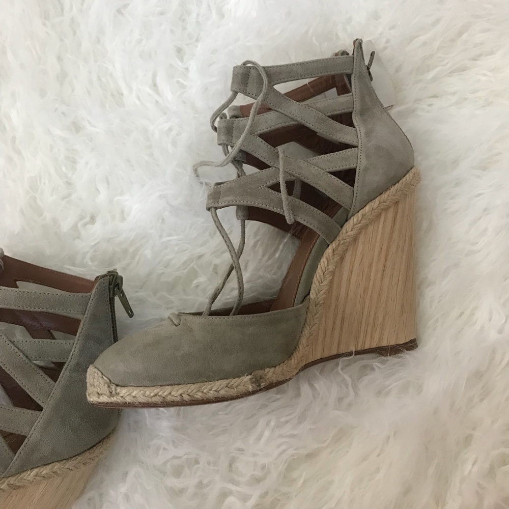 Aquazurra Suede Taupe  Belgravia Wedge Espadrille - Picture 6 of 8